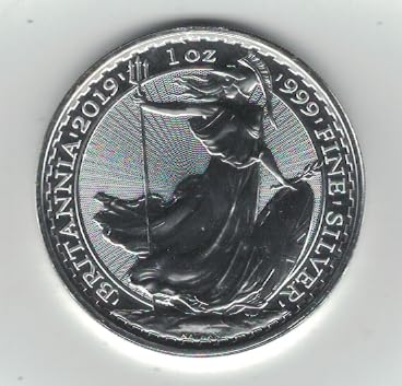 2019 No Mint Mark Great Britain Britannia 1 Ounce Silver Coin 2 Pounds Mint Uncirculated