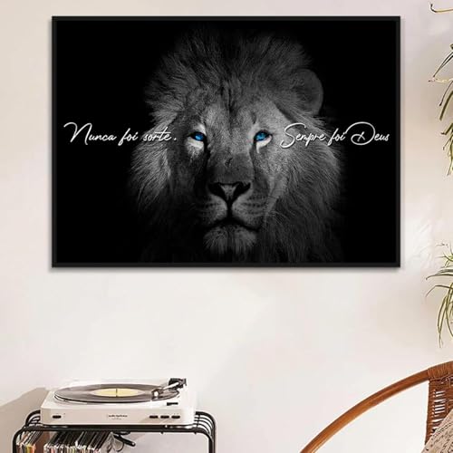 Impression animalière noir et blanc de lion sur toile moderne 30x40cm