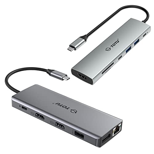 TOTU 13 in 1 Triple Display Docking Station (Dual 4K HDMI, DP) & 7 in 1 4K HDMI USB C Hub