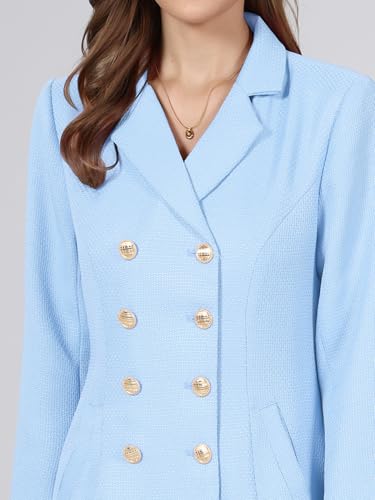 Image of Hobemty Women's Tweed Blazer Dress Collared Double Breasted A-Line Formal Work Dresses