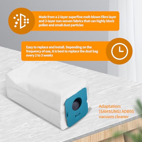 14 Stück Staubsauger Beutel für Samsung Bespoke Jet VCA-ADB95,Für Samsung Bespoke Jet VCA-ADB9 Filterbeutel-Ersatzteilset,Samsung Bespoke Jet Zubehör