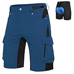 Ally Mens Mountain Bike Shorts Padded MTB Shorts Baggy Cycling Bicycle Bike Shorts with Padding Wear Relaxed Loose-fit (Indigo, L)