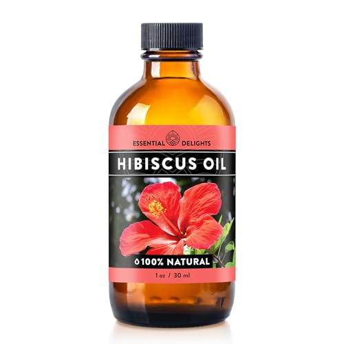 Essential Delights Hibiscus Oil Premium Cold Pressed Carrier Oil (1 oz.) | for Skin Face Body Hair Revitalization |