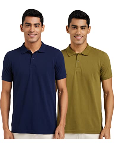 Amazon Brand - Symbol Men's Cotton Rich Solid Polo Tshirt | Collar Tshirts | Half Sleeves | Plain-Regular Fit (Available in Plus Sizes and Combo Pack of 2)