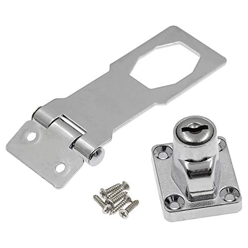 Image of 2Pcs Keyed Hasp Locks 3 Inch Twist Knob Keyed Locking Hasp, Metal Safety Hasp Latches Keyed Different for Small Doors, Cabinets (Sliver)