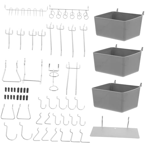 GLEAVI 140pcs Metal Pegboard Hooks Kit Garage Storage Organizer Tools Bins Set