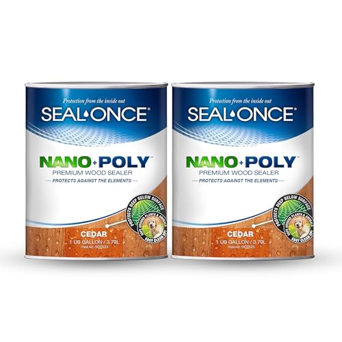 Image of Seal-Once Nano+Poly Penetrating Wood Sealer with Polyurethane - Premium Waterproof Sealant -2 Gallon & Cedar