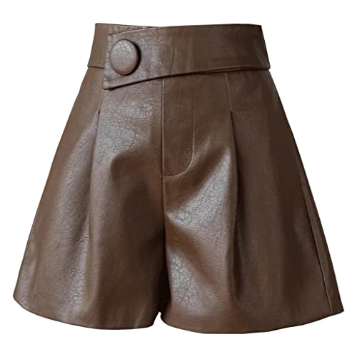 Short en cuir haute taille pour femme avec poches chic RLKHXBS