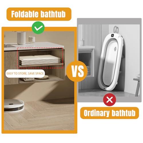 Faltbare Badewanne für Kinder, Tragbare Badewanne, Große Kleinkindbadewanne, Tragbares Duschbecken, Badewanne Kinder für 0-8 Jahre, Integrierte Badewanne mit Ablassschraube - Beige