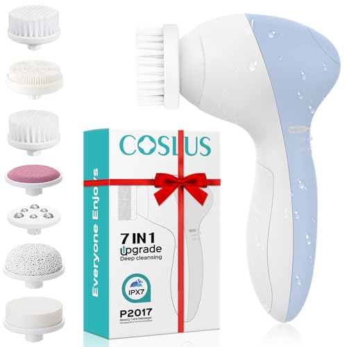 COSLUS Facial Cleansing Brush Silicone Face Scrubber: 7 in 1