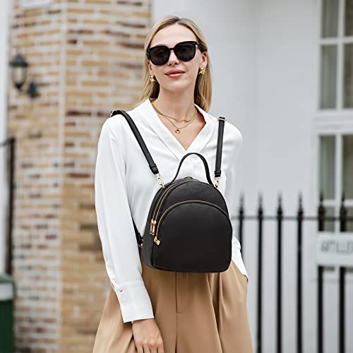 Image of CLUCI Small Backpack for Women, Leather Black Purse Handbags Mini Fashion Travel Backpack Convertible Bookbag, 1 Black, Small, Daypack Backpacks