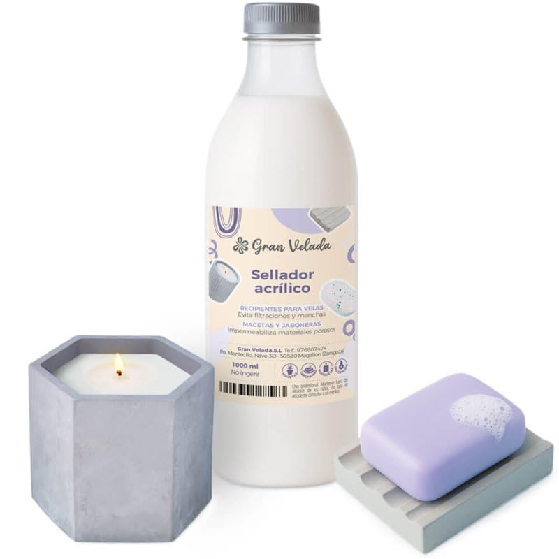 Gran Velada - Mastic acrylique 5000 ml | Imperméabilisant professionnel pour bougies et pots en ciment ou résine | Format économique