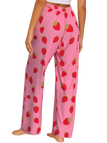 Image of FLYCURVY Plus Size Women Pajama Pants Soft Long Sleep Lounge Pants Drawstring Star Floral Printed with Pocket L-5XL