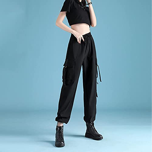 Meinvqiaoti Black Cargo Pants For Women Street Hip-Hop Loose Feet Straight Casual Goth Pants For Women L #TOP7