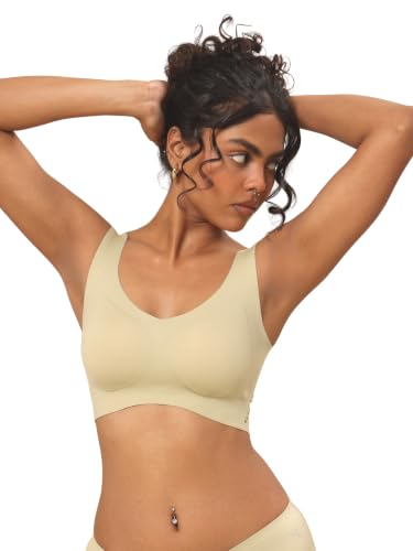 Image of Krvvy Ultrasoft Bralette | Wireless and Seamless Everyday Bra for Women | Full Coverage Slip-On Bralette with Removable Pads | Lightweight Comfort Fit