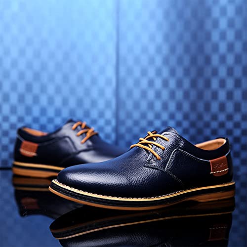 Men's Casual Leather Formal Oxford Shoes Non-Slip Breathable Lace Up Dress Shoes Round Toe Flat Comfortable Business Shoes for Dating Work3