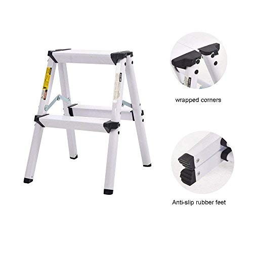 Livebest Folding 2 Step Stool Light Weight Aluminum Step Ladder With A Secure Standing Platform For Office Home 330 Lbs Capacity (19" H) #TOP4