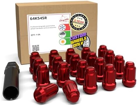 Wheel Accessories Parts 20 Pcs M12x1.5 12x1.5 Thread Car Spline 1.38" 35mm Long Lug Nuts Red Spline Hex Fits Many Chevy Honda KIA Hyundai Passenger Vehicles