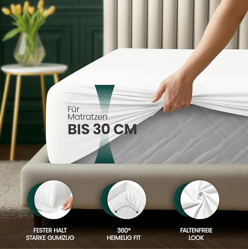 Utopia Bedding - Spannbettlaken 200x200cm Bis 30 cm - Weiß – Ansicht 4