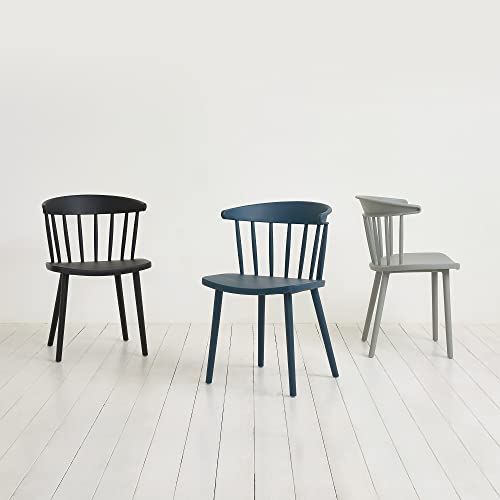 Roomnhome Durable Modern Pastel Tone Self-Assembly Plastic Seat And Frame Kitchen, Dining, Bedroom Chair Set Of 4 (Navy) #TOP5
