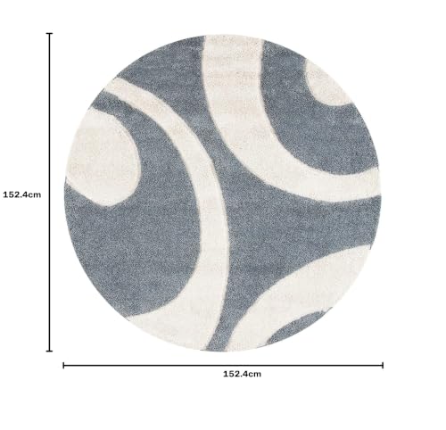 Image of Round Shaggy Fur Rugs and Carpet for Bedroom, Living Room (5x5 Feet Round, Slate Grey,Ivory)
