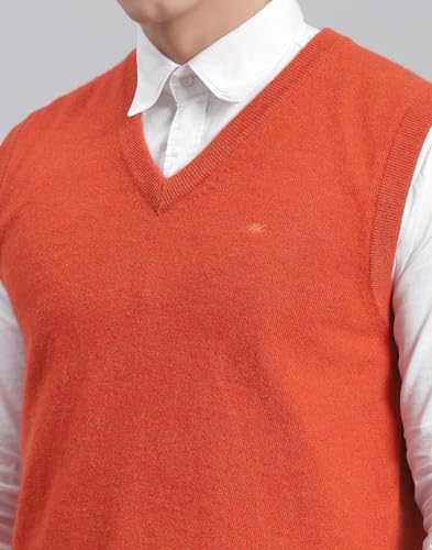 Image of Monte Carlo Off White Solid V Neck Sweater | Warm Woolen Pullover for Men | Soft Comfortable Knitted Winter Wear Sweater for Men's