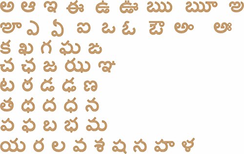 American Elm Wooden Craft Plain Laser Cut Wooden Telugu Alphabet/Letters Cutouts for Child (Set 1, 52 Letters)