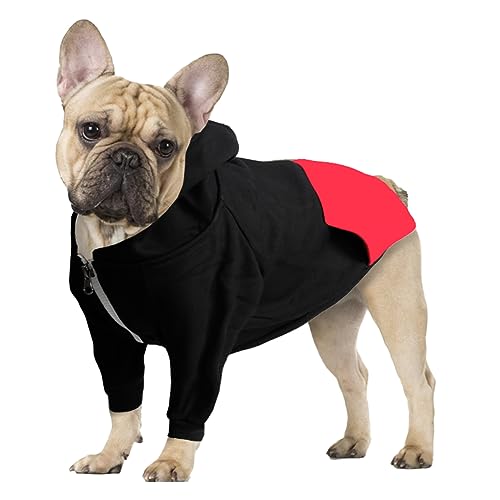 meioro Hunde Kapuzenpullis Warm Hundebekleidung Reißverschluss Hundekleidung Nette Haustier Hoodies (XL, Schwarz)