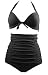 Cocoship Retro Elegant Black High Waisted Bikini Vintage Swimsuits Halter Swimwear XL(FBA)