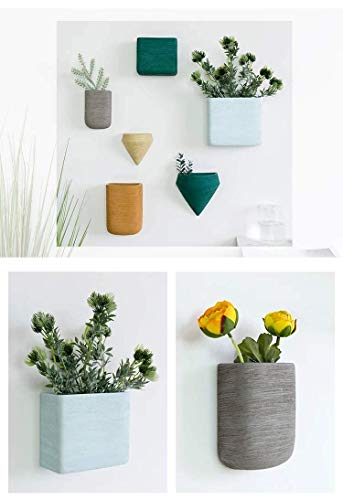 Purzest Ceramic Hanging Planters Geometric Wall Decor Container Flower Pot Holder Great For Succulent Plants, Air Plant, Mini Cactus, Faux Plants (Set Of 6) #TOP5