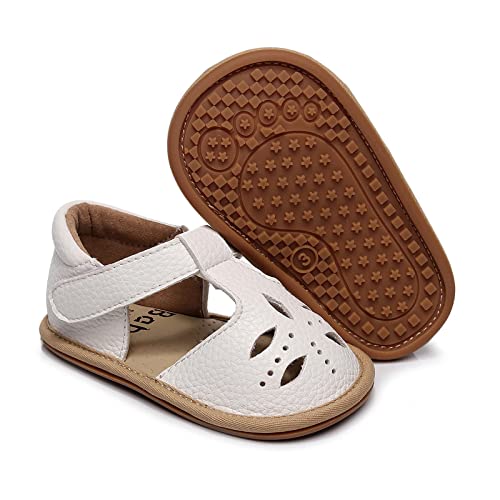 Baby Infant Boy Girl Sandals Shoes First Walking Shoes Soft Anti-Slip Rubber Sole Sneakers Fashion (White, 7 Toddler)3