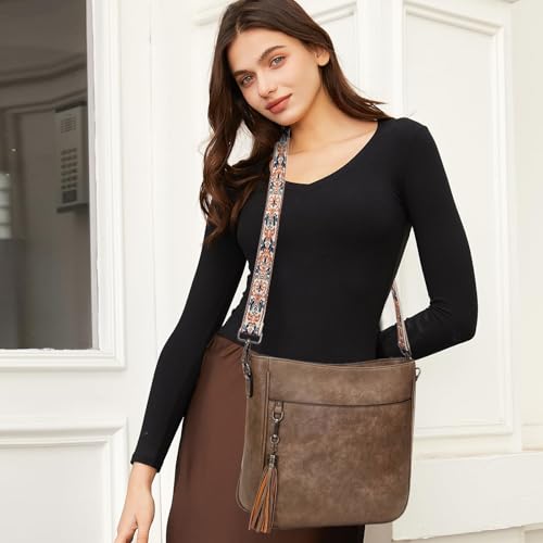 Image of 2PCS /Set Crossbody Bags for Women,Vegan Leather Hobo Purse Wallet For Women Set,Shoulder Bags With 2 Adjustable Strap