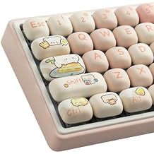 Hyekit PBT Keycaps - Keycaps 75 Percent, MOG Profile, Dye-Sublimation, 144 Keys, Cute Custom Keycap Set for Cherry Gateron MX Mechanical Keyboard, Bread Bear