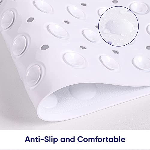 MOONLIGHT20015 Shower Bath Mat Non Slip Anti Mould & Mildew with Strong Suction Cups Grip and Drain Holes Soft Rubber Shower Mats - PVC Bathroom Mat Machine Washable (70x38cm, White) - Image 3