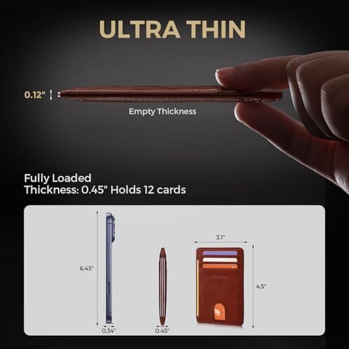 Image of RUNBOX Slim Minimalist Front Pocket RFID Blocking Leather Wallets for Men and Women Card Holder Wallets Gifts for men