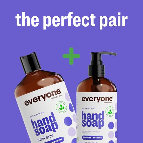 Image of Everyone Liquid Hand Soap Refill, 1 Gallon, Lavender and Coconut, made with Essential Oils for kitchen and bathroom