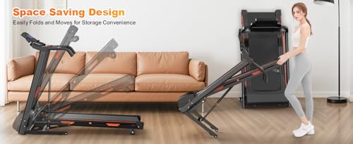 Image of 15% Auto Incline Treadmills 400LBS Heavy Duty Capacity 3.25HP Folding Electric Treadmill Up to 8.5 MPH Speed for Home Office Fitness