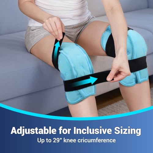 Image of Comfytemp 3D Knee Ice Pack Wrap for Injury Reusable Gel, FSA Eligible HSA, Knee Hot Cold Therapy for Leg Pain Relief, Replacement, Arthritis, Recovery, After Surgery, Fathers Day Dad Men Gift, 2 Packs