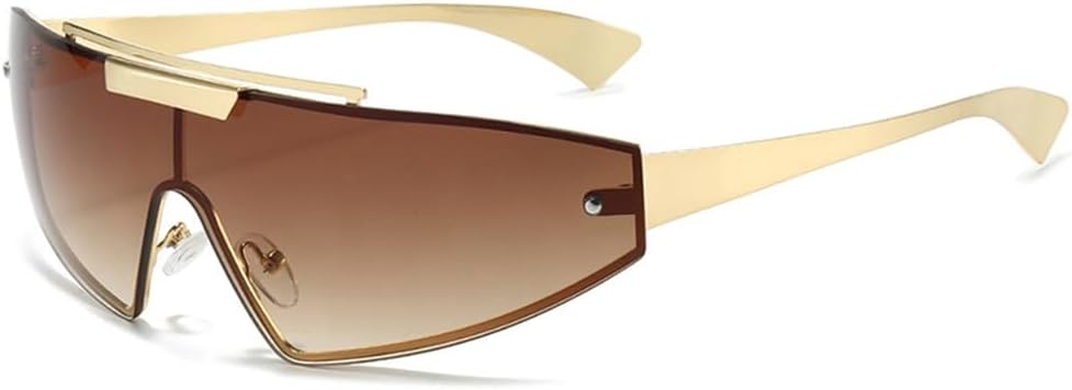 One-Piece Rimless Sport Sunglasses Women Metal Frame For Female Punk Windproof Eyewear Shades