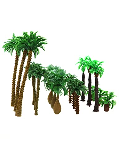 18pcs Artificial Miniature Palm Trees Scenery Layout Model Plastic Tree Train Coconut Rainforest Toys for Ho Train Layout