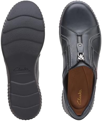 Clarks Women's Magnolia Zip Sneaker, Black Leather, 9 Wide | Image 7