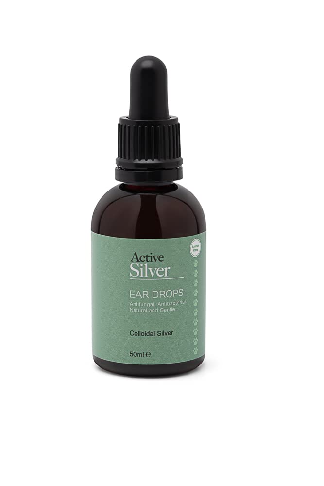 Active Silver - Colloidal Silver Ear Drops for Pets - 25ppm Natural Ear Hygiene Support with Glass Dropper - Vegan-Friendly Formula for Dogs, Cats and More - 50ml