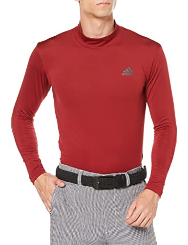 adidas 長袖トップス ハイネック Lサイズ レッド adidas アディダス 長袖ハイネックシャツ レッド×白 ハーフ