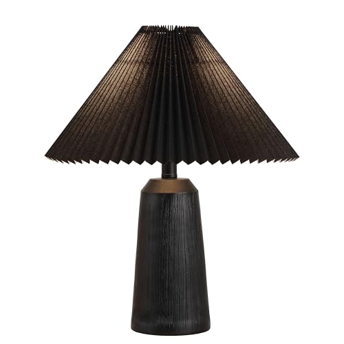 JONATHAN Y Arvid Table Lamp 20.5" Resin Metal Bedside, Black Wood Finish