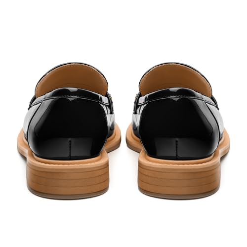 Image of JUSTDANNI Loafers for Women Slip On Shoes with Round Toe 1.2-Inch Low Chunky Block Heel Patent Comfortable Casual Dress Pump Shoes for Wedding Party Work Shopping Dating