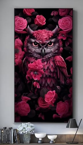 Peinture Diamant Adultes et Enfants, grand motif hibou pour partager une activité DIY en famille