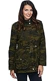 Rock Creek Damen Army Jacke Camouflage Winterjacke Mantel Parka Warm Gefüttert Militärjacke Damenjacken Teddyfutter D-243 Grün M