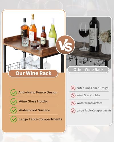 Wine Rack Freestanding Floor with Glass Holder, 20 Bottle Wine Bottle Rack - image 6