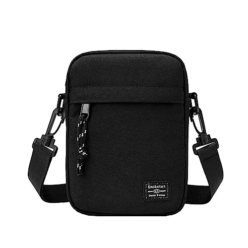 Sac à bandoulière en tissu Oxford noir pour homme avec fermeture éclair