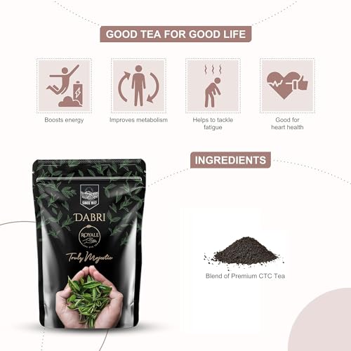 Image of Dabri Assam Royale Black CTC Tea with darjeeling Long Leaf (1KG Pouch) | Natural Premium Chai Patti | Strong, Aromatic & Rich | Boosts Energy, Improves Metabolism & Fights Fatigue
